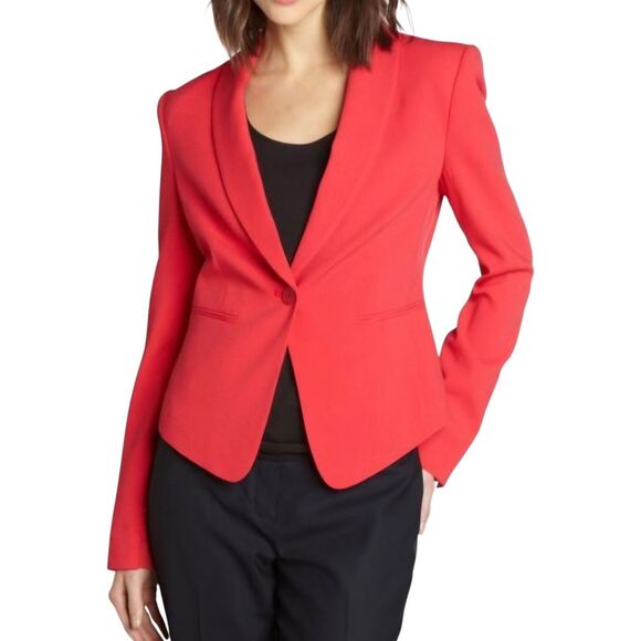 BCBGMaxAzria Lipstick Red Tailored Blazer with Notched Lapels Size XS - Picture 1 of 6